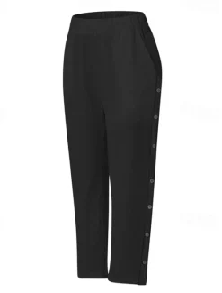Outlet Women's Cotton Linen Pants Cropped Pants Fashion Casual Ankle-Length Mid Waist Plain Elastic Waist Breathable Comfortable Street Daily Wear Going out Black White Navy Blue Sky Blue Summer Regular Fit Women Pants