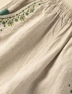 New Women's Cotton Linen Pants Baggy Pants Chinos Fashion Streetwear Ethnic Style Full Length High Waist Floral Embroidered Pocket Elastic Waistband Comfy Soft Comfortable Micro-elastic Outdoor Street Women Pants
