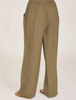Outlet Women's Cotton Linen Pants Pants Trousers Casual Daily Long Plain Drawstring Side Pockets Breathability Comfortable Inelastic Weekend White Navy Blue Khaki Gray Summer Regular Fit Women Pants