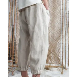 Online Women's Cotton Linen Pants Comfort Pure Color Pocket Elastic Waist Breathable Micro-elastic Home Black White Khaki Summer Women Pants