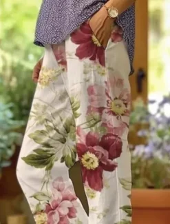 Online Women's Cotton Linen Pants Baggy Pants Linen Like Active Vintage Fashion Full Length High Waist Floral Graphic Animal Printing Thermal Warm Breathable Soft Micro-elastic Outdoor Daily Women Pants|Leggings