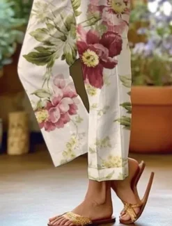 Online Women's Cotton Linen Pants Baggy Pants Linen Like Active Vintage Fashion Full Length High Waist Floral Graphic Animal Printing Thermal Warm Breathable Soft Micro-elastic Outdoor Daily Women Pants|Leggings