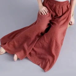 Sale Women's Cotton Linen Pants Pants Trousers Casual Daily Long Plain Elastic Waistband Breathability Comfortable Inelastic Yoga Weekend White Wine Dark navy Dark Gray Summer Loose Fit Women Pants