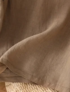 Best Women's Cotton Linen Shirts Solid Color Basic Casual 3/4 Length Sleeve Crew Neck Regular Tops Daily Pocket Buttons White Wine Green Khaki Summer Spring Fall Women Shirts