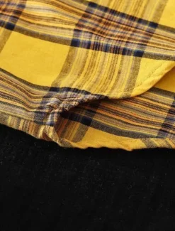 Hot Women's Cotton Linen Shirt Plaid Basic Casual Long Sleeve Shirt Collar Regular Tops Daily Buttons Print Yellow Red Green Summer Women Shirts