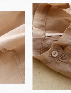 Outlet Women's Cotton Linen Shirts Solid Color Stylish Basic Casual 3/4 Length Sleeve V Neck Regular Tops Daily Embroidered Light Green Pink Purple Khaki Summer Women Shirts
