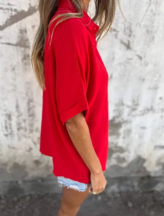 Hot Women's Cotton Linen Shirt Blouse Solid Color Elegant Casual Short Sleeve Shirt Collar Regular Tops Daily Holiday Buttons Black White Red Purple Khaki Summer Spring Women Shirts