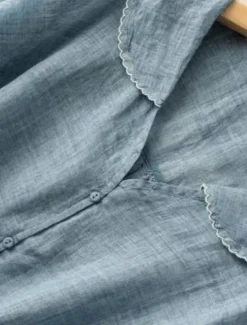 Hot Women's Cotton Linen Shirts Solid Color Basic Casual Short Sleeve Shirt Collar Regular Tops Daily Buttons White Pink Blue Orange Green Summer Spring Women Shirts