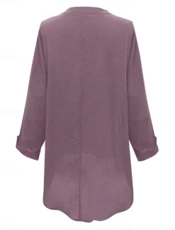 New Women's Cotton Linen Shirts Floral Basic Casual Long Sleeve Shirt Collar Regular Tops Daily Print Pink Navy Blue Fuchsia Green Summer Fall Women Shirts