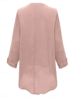 New Women's Cotton Linen Shirts Floral Basic Casual Long Sleeve Shirt Collar Regular Tops Daily Print Pink Navy Blue Fuchsia Green Summer Fall Women Shirts