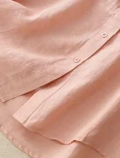 Outlet Women's Cotton Linen Shirts Solid Color Stylish Basic Casual 3/4 Length Sleeve Shirt Collar Regular Tops Daily Buttons White Pink Light Blue Summer Women Shirts