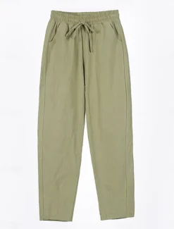 Sale Women's Cotton Linen Shorts Linen-Inspired Pants Cotton Linen Pants Streetwear Simple Casual Long Mid Waist Plain Pocket Drawstring Baggy Breathable Soft Outdoor Micro-elastic Outdoor Vacation Casual Women Pants