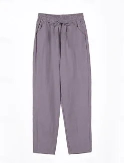 Sale Women's Cotton Linen Shorts Linen-Inspired Pants Cotton Linen Pants Streetwear Simple Casual Long Mid Waist Plain Pocket Drawstring Baggy Breathable Soft Outdoor Micro-elastic Outdoor Vacation Casual Women Pants