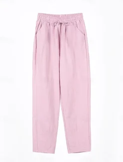 Sale Women's Cotton Linen Shorts Linen-Inspired Pants Cotton Linen Pants Streetwear Simple Casual Long Mid Waist Plain Pocket Drawstring Baggy Breathable Soft Outdoor Micro-elastic Outdoor Vacation Casual Women Pants