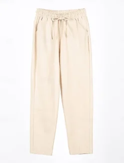 Sale Women's Cotton Linen Shorts Linen-Inspired Pants Cotton Linen Pants Streetwear Simple Casual Long Mid Waist Plain Pocket Drawstring Baggy Breathable Soft Outdoor Micro-elastic Outdoor Vacation Casual Women Pants