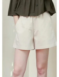 Best Women's Cotton Linen Shorts Shorts Slacks Fashion Streetwear Short Natural Plain Pocket Elastic Waist Comfy Comfortable Daily Wear Going out Black Army Green Beige Summer Regular Fit Women Pants