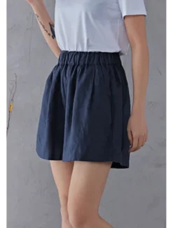 Best Women's Cotton Linen Shorts Shorts Slacks Fashion Streetwear Short Natural Plain Pocket Elastic Waist Comfy Comfortable Daily Wear Going out Black Army Green Beige Summer Regular Fit Women Pants