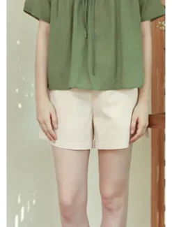 Best Women's Cotton Linen Shorts Shorts Slacks Fashion Streetwear Short Natural Plain Pocket Elastic Waist Comfy Comfortable Daily Wear Going out Black Army Green Beige Summer Regular Fit Women Pants