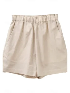 Best Women's Cotton Linen Shorts Shorts Slacks Fashion Streetwear Short Natural Plain Pocket Elastic Waist Comfy Comfortable Daily Wear Going out Black Army Green Beige Summer Regular Fit Women Pants
