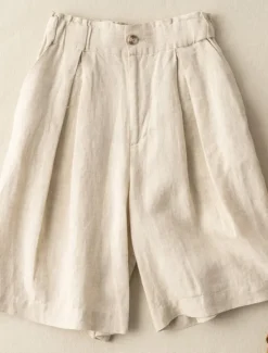 New Women's Cotton Linen Shorts Shorts Slacks Streetwear Casual Knee Length Natural Plain Pocket Elastic Waist Outdoor Comfortable Outdoor Vacation Apricot Green Khaki Summer Regular Fit Women Pants