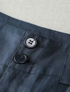 Outlet Women's Cotton Linen Shorts Linen-Inspired Pants Cotton Linen Pants Streetwear Casual Full Length Natural Plain Pocket Buckle Comfy Comfortable Street Going out Apricot Black White Dark Navy Summer Women Pants