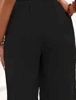 Women's Cotton Linen Shorts Shorts Crop Streetwear Casual Knee Length Natural Plain Pocket Elastic Waist Outdoor Comfortable Outdoor Going out Light Sky Blue Black White Dark navy Summer Regular Fit Women Pants