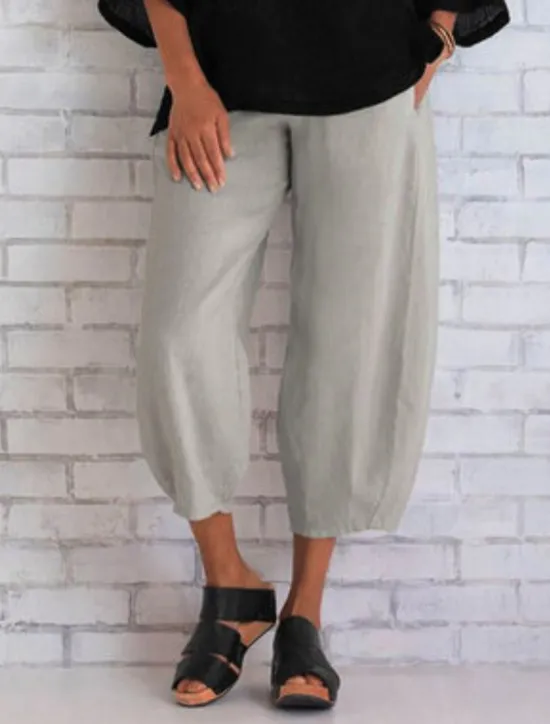 Discount Women's Cotton Linen Shorts Capri shorts Casual Daily Ankle-Length Plain Side Pockets Breathability Comfortable Inelastic Weekend Black Navy Blue Khaki Gray Summer Regular Fit Women Pants