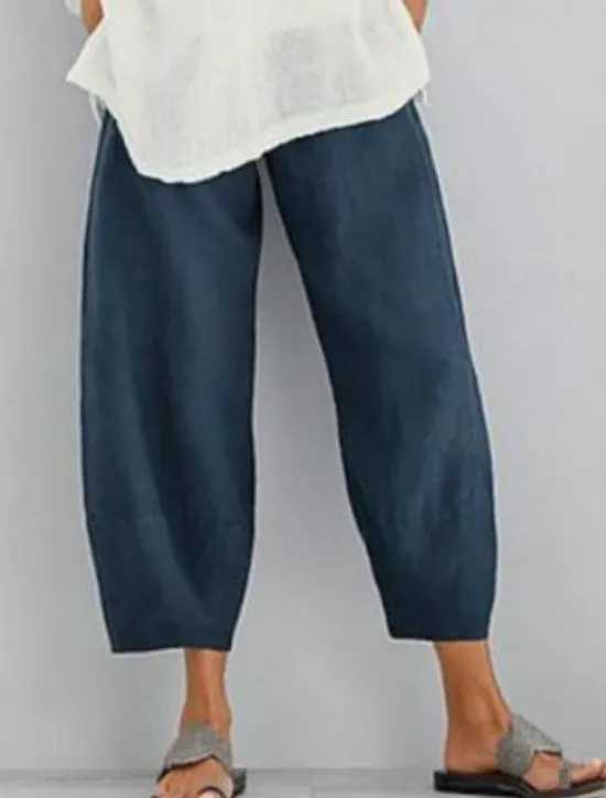 Discount Women's Cotton Linen Shorts Capri shorts Casual Daily Ankle-Length Plain Side Pockets Breathability Comfortable Inelastic Weekend Black Navy Blue Khaki Gray Summer Regular Fit Women Pants