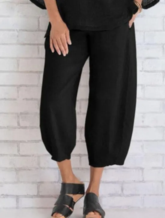 Discount Women's Cotton Linen Shorts Capri shorts Casual Daily Ankle-Length Plain Side Pockets Breathability Comfortable Inelastic Weekend Black Navy Blue Khaki Gray Summer Regular Fit Women Pants