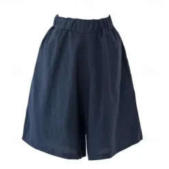 Women's Cotton Linen Shorts Wide Leg Shorts Fashion Knee Length Solid Color Side Pockets Wide Leg Comfort Inelastic Casual Daily Black Red Navy Blue Green Loose Fit Women Pants