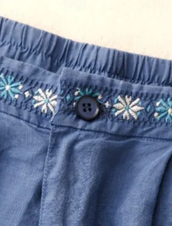 Women's Cotton Linen Shorts Shorts Slacks Casual Short Natural Flower Pocket Printing Comfy Comfortable Street Going out Sapphire Blue Dark Navy Purple Orange Summer Regular Fit Women Pants
