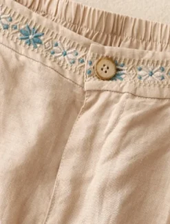 Women's Cotton Linen Shorts Shorts Slacks Casual Short Natural Flower Pocket Printing Comfy Comfortable Street Going out Sapphire Blue Dark Navy Purple Orange Summer Regular Fit Women Pants