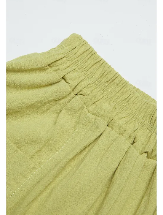 Discount Women's Cotton Linen Shorts Linen-Inspired Pants Cotton Linen Pants Active Simple Casual Calf-Length High Waist Plain Pocket Comfy Breathability Soft Micro-elastic Vacation Weekend Black White Yellow Women Pants