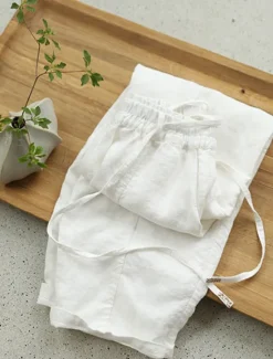 New Women's Cotton Linen Shorts Linen-Inspired Pants Cotton Linen Pants Fashion Streetwear Basic Ankle-Length High Waist Plain Pocket Elastic Waistband Comfort Outdoor Micro-elastic Vacation Street Daily Women Pants
