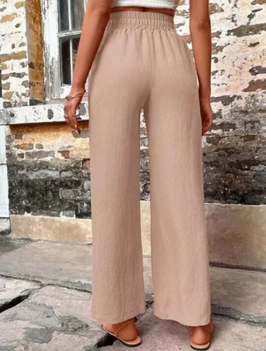 Online Women's Cotton Linen Shorts Linen-Inspired Pants Cotton Linen Pants Fashion Streetwear Comfort Full Length High Waist Plain Drawstring Elastic Waist Straight Leg Comfy Outdoor Comfortable Street Women Pants