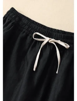 Sale Women's Cotton Linen Shorts Shorts Slacks Streetwear Casual Short Natural Plain Pocket Elastic Drawstring Design Comfy Outdoor Comfortable Street Casual Daily Apricot Black Brown Summer Regular Fit Women Pants