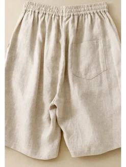 Sale Women's Cotton Linen Shorts Shorts Slacks Streetwear Casual Short Natural Plain Pocket Elastic Drawstring Design Comfy Outdoor Comfortable Street Casual Daily Apricot Black Brown Summer Regular Fit Women Pants