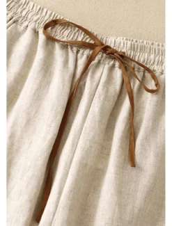 Sale Women's Cotton Linen Shorts Shorts Slacks Streetwear Casual Short Natural Plain Pocket Elastic Drawstring Design Comfy Outdoor Comfortable Street Casual Daily Apricot Black Brown Summer Regular Fit Women Pants
