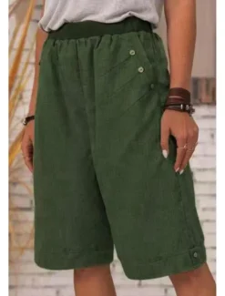 Online Women's Cotton Linen Shorts Shorts Slacks Streetwear Casual Short Natural Plain Pocket Breathability Soft Micro-elastic Outdoor Daily Wear Navy Black White Army Green Summer Regular Fit Women Pants