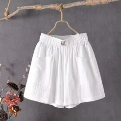Clearance Women's Cotton Linen Shorts Shorts Casual Daily Short Plain Pocket Breathability Comfortable Inelastic Going out Weekend Black White Red Green Summer Regular Fit Women Pants