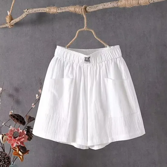 Clearance Women's Cotton Linen Shorts Shorts Casual Daily Short Plain Pocket Breathability Comfortable Inelastic Going out Weekend Black White Red Green Summer Regular Fit Women Pants