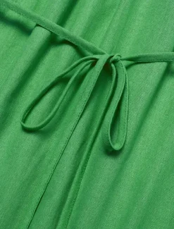 Hot Women's Cotton Maxi Dress Casual Resort Wear Vacation Dress Green Loose Fit Off-Shoulder Puff Sleeve A line Summer Dress Women Casual Dress