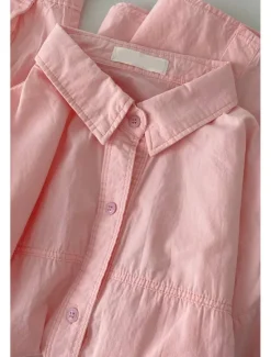 Sale Women's 100%Cotton Shirt Solid Color Elegant Daily Stylish Long Sleeve Shirt Collar Regular Tops Work Daily Holiday White Yellow Pink Blue Green Spring, Fall, Winter, Summer Women Shirts