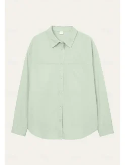 Sale Women's 100%Cotton Shirt Solid Color Elegant Daily Stylish Long Sleeve Shirt Collar Regular Tops Work Daily Holiday White Yellow Pink Blue Green Spring, Fall, Winter, Summer Women Shirts