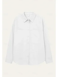 Sale Women's 100%Cotton Shirt Solid Color Elegant Daily Stylish Long Sleeve Shirt Collar Regular Tops Work Daily Holiday White Yellow Pink Blue Green Spring, Fall, Winter, Summer Women Shirts