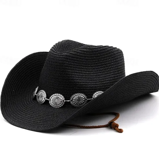 Women's Cowboy Hats Metal Carving Band Western Hats Women Hats