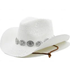 Women's Cowboy Hats Metal Carving Band Western Hats Women Hats