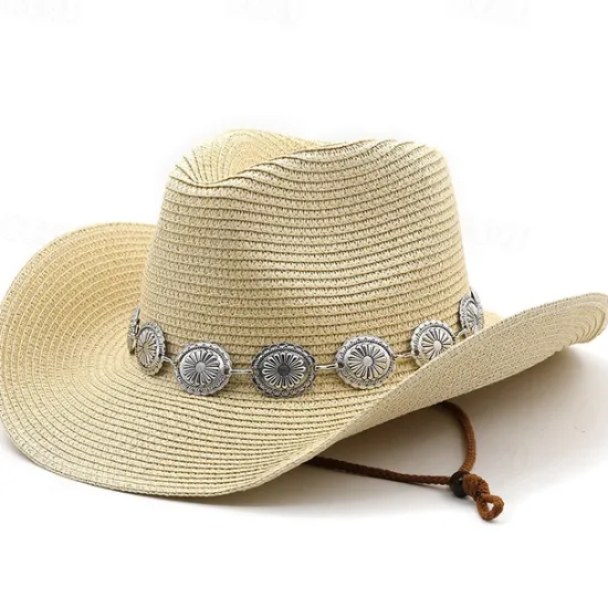 Women's Cowboy Hats Metal Carving Band Western Hats Women Hats