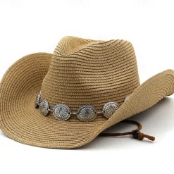 Women's Cowboy Hats Metal Carving Band Western Hats Women Hats