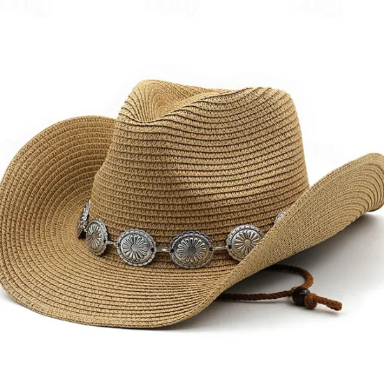 Women's Cowboy Hats Metal Carving Band Western Hats Women Hats
